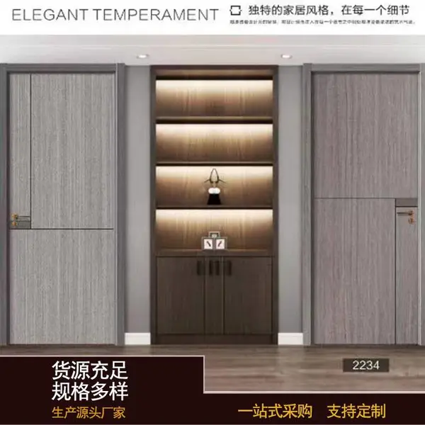 金房顶 生态板 强化木门 室内装修开玻璃孔工程门