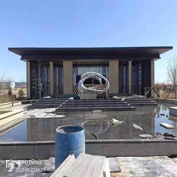 高端售楼部不锈钢门头中式酒店304金属大门装饰景观钢结构工程