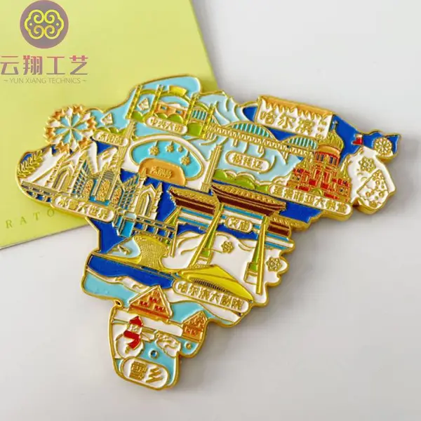 金属冰箱贴设计制作厂商 企业礼品书签制作 学校留念胸章定制