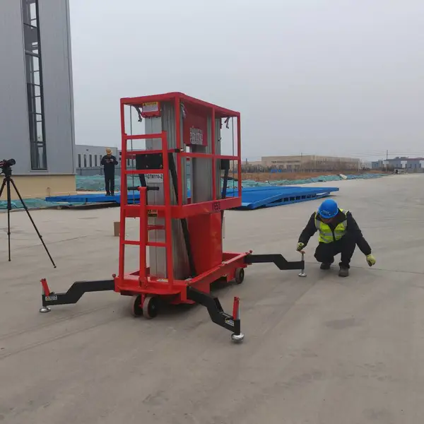 双柱铝合金升降作业平台小型简易移动式维修车单柱液压升降机