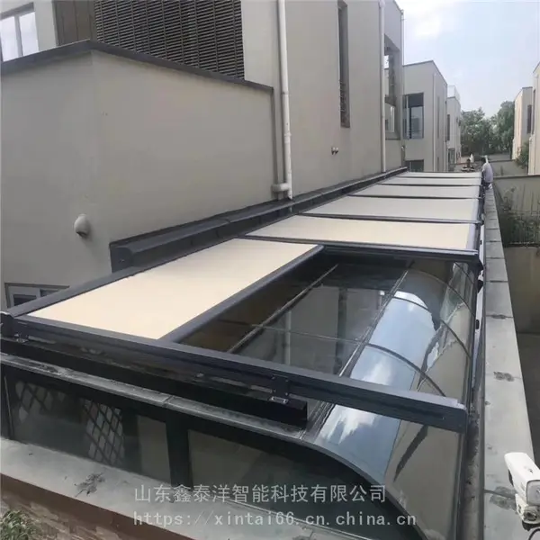 定制阳光房遮阳帘 电动天幕蓬 户外遮阳蓬 采光顶伸缩雨棚隔热防晒