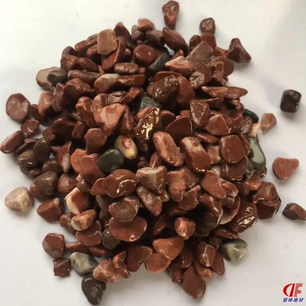 红色胶粘石石子 城市透水路面 景观露骨料 胭脂红米石