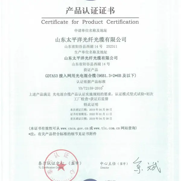 山东太平洋电力通信 GDTA53 96芯以下 接入网用光电混合缆 光缆厂家