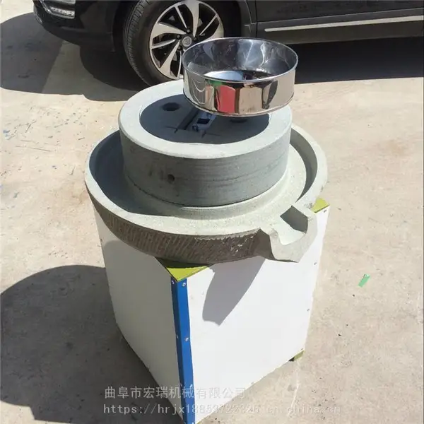 新乡电动石磨芝麻酱机白色砂岩石电动石磨电动石磨豆浆机