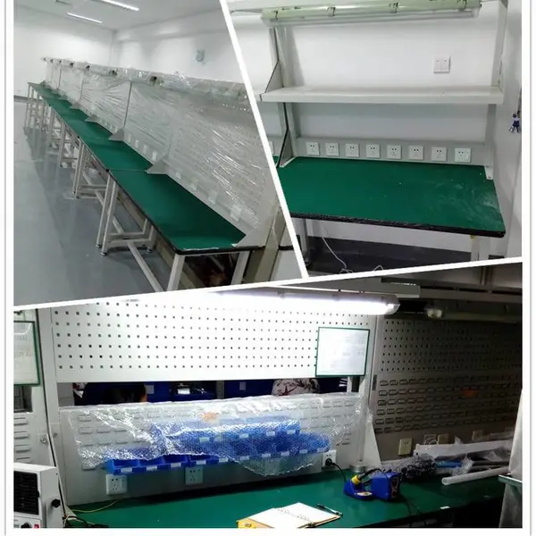 欧亚德净化车间工作台 顶部带灯正常州带零件盒挂板桌子
