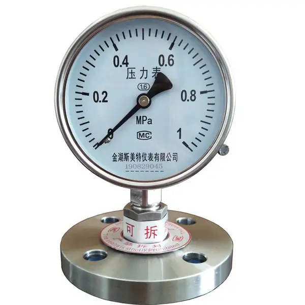 全不锈钢隔膜压力表 YTP100 0-1MPa 316 径向 150LB 2