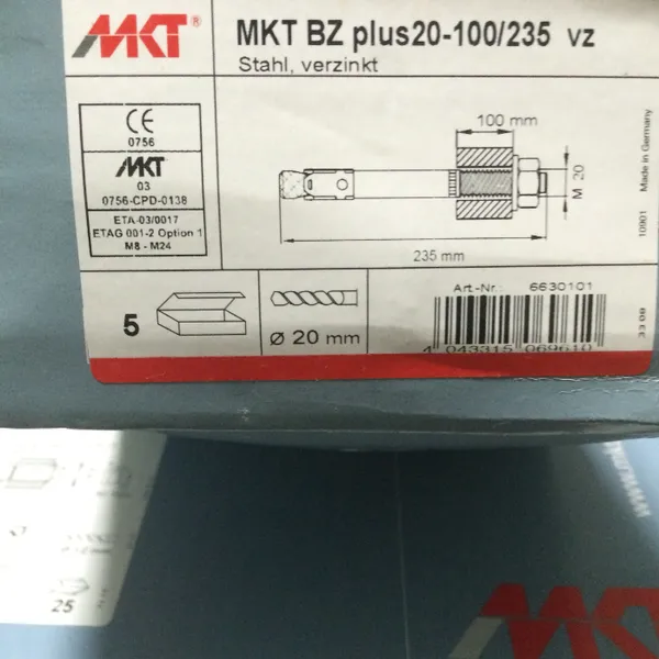 重型抗裂缝锚栓 机械建筑锚栓规格20X235型号BZ品牌MKT德国曼卡特