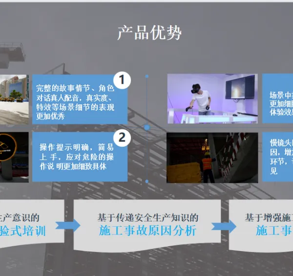 工地VR体验馆 安全培训 智能安全体验馆 双人蛋椅+民建 完整故事情节 操作提示明确