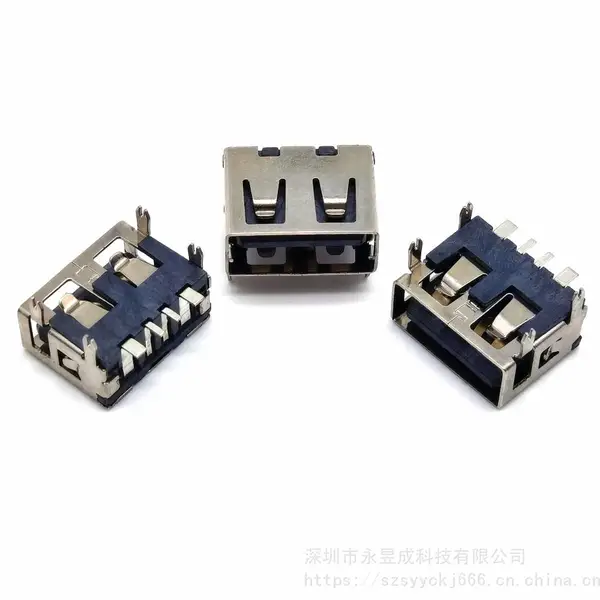 USB 2.0�����Aĸ ����10.0 90�Ȱ�����Ƭ H=6.3mm �ĽŲ��SMT ֱ�� �ڽ�