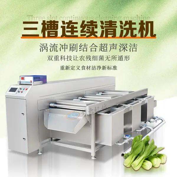 三槽连续清洗机 果蔬清洗机器 蔬菜清洗设备 连续式蔬果清洗线