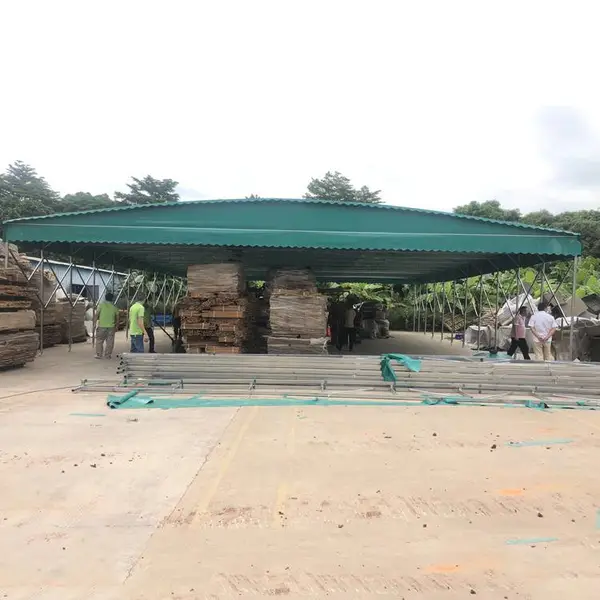 q235鑫距华生产大型伸缩雨棚 收缩蓬 施工帐篷厂家供应