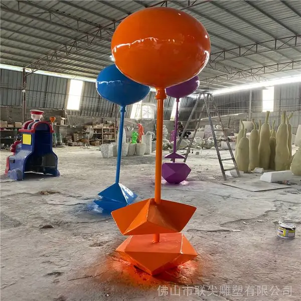 顺德现代雕塑 玻璃钢热气球雕塑 景观棒棒糖造型雕塑 联尖雕塑