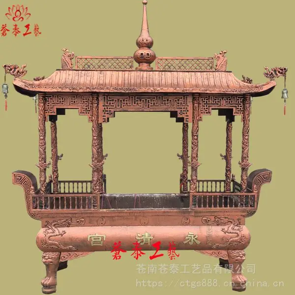苍泰工艺长方形香炉图片 寺院长方形八龙柱香炉铸造