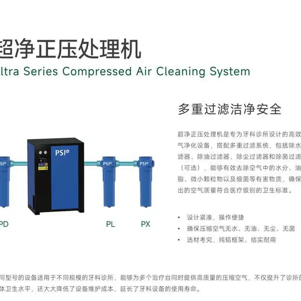 牙科无油空压机 超净正压处理机 连续式空气口腔压缩机 小型医用静音