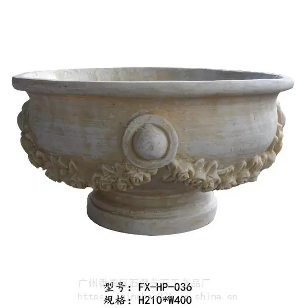 仿砂岩花钵|户外景观花盆摆件|园林景观雕塑花钵容器