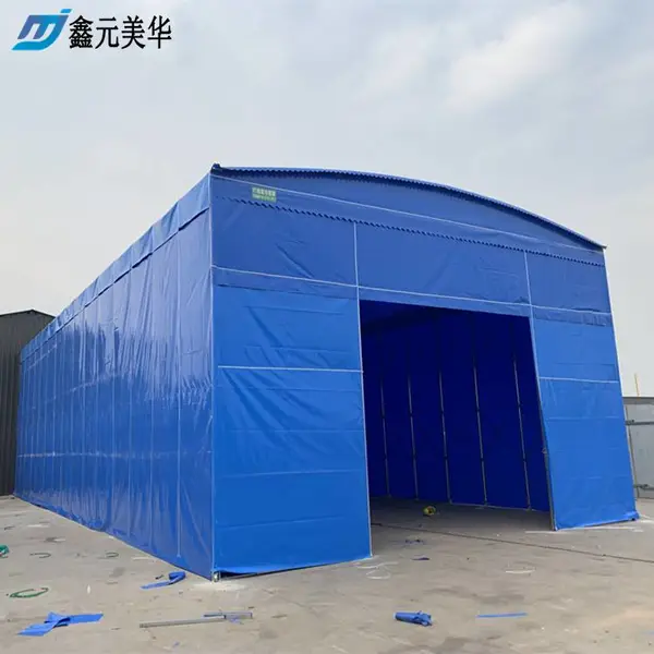 江汉市物流推拉篷仓库,室内喷漆伸缩蓬,推拉简易雨篷安装方便