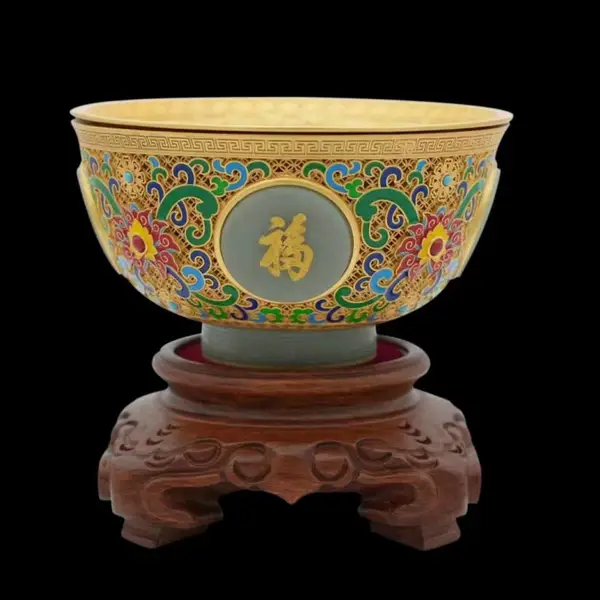 ***花丝镶嵌金镶玉转心碗《九龙献瑞转心碗》 程淑美、王希伟、冯延明联袂创作