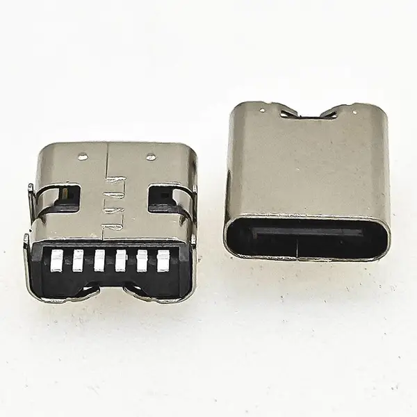 USB TYPE-C 6P卧是母座 板上加长7.8 8.4 10.0 贴片SMD接口