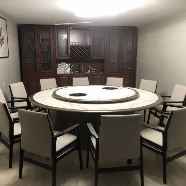 极简电动餐桌酒店大圆桌餐厅会所电动圆桌12人饭店桌椅岩板火锅桌