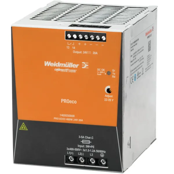 魏德米勒1469550000三相开关电源PRO ECO3 480W 24V 20A