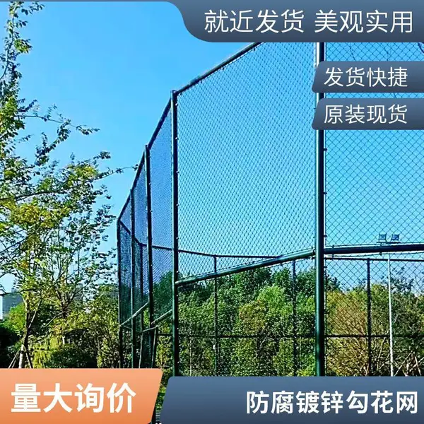 勾花网栏菱形孔护栏网安装 学校操场防护网 篮球场围栏网