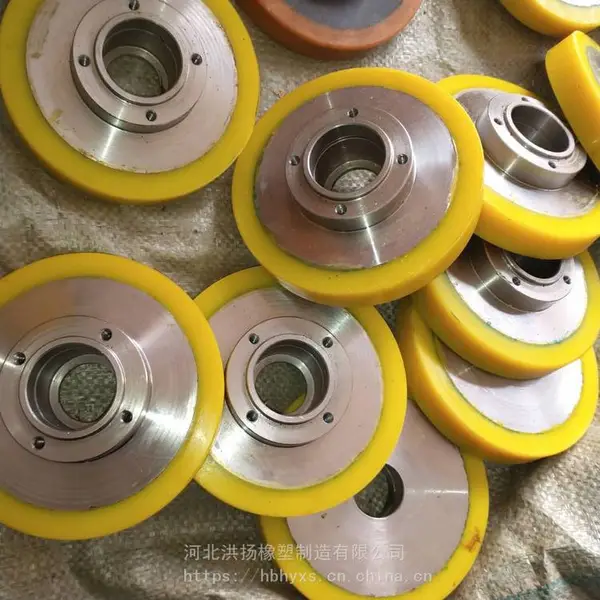 物流设备用PU轮 游乐场设备滚轮 聚氨酯衬胶轮轮 洪扬橡塑