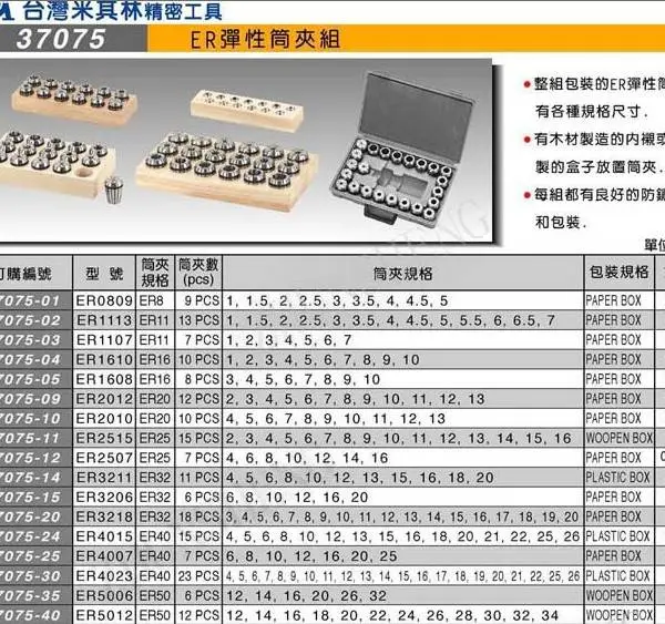 代理台湾米其林ER弹性筒夹组 ER数控刀柄 ER夹头