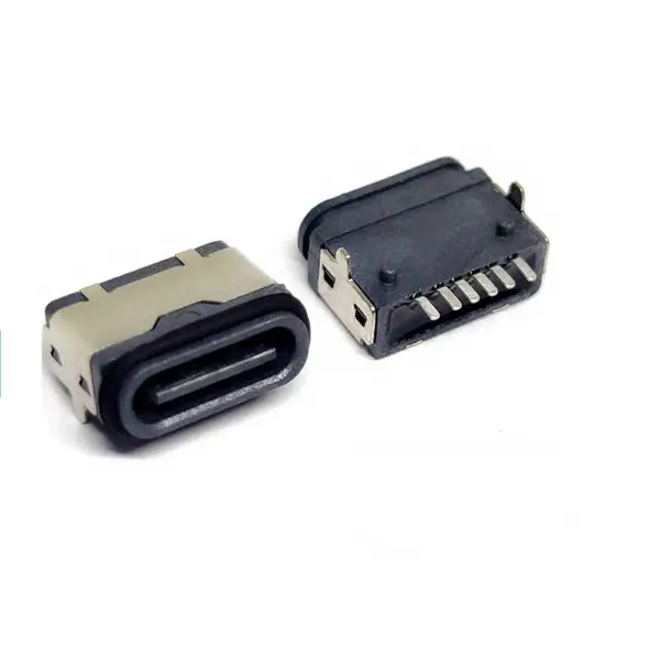 威联创品牌 防水typec 6PIN板上两脚插板 smt 单充电USB3.1插座