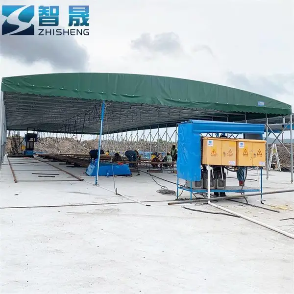 长沙开福 电动户外伸缩移动车棚ZSKF-03仓库推拉遮阳防雨棚