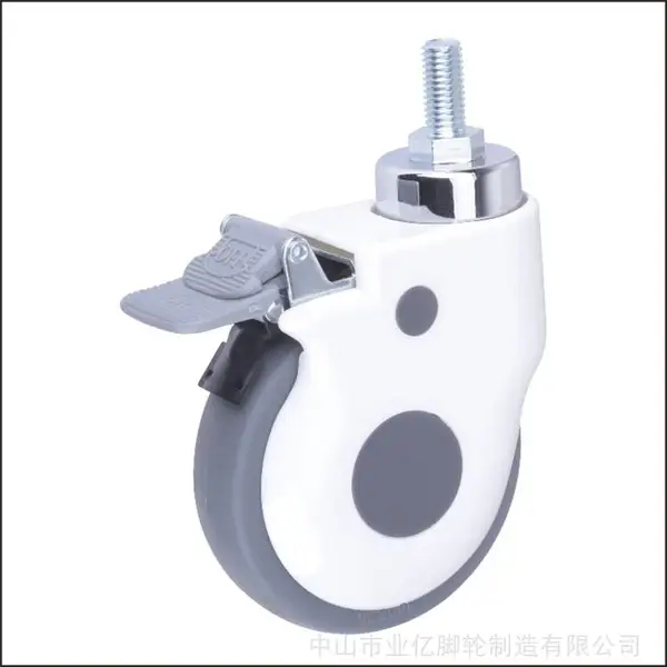 4寸薄款包壳TPR丝杆刹车静音款 仪器脚轮 医用推车脚轮 ABS推车脚轮 静音轮