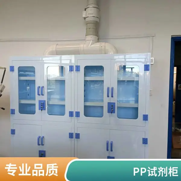 定制实验台 pp耐腐蚀器皿柜 钢木水槽台 带试剂管架 化验室工作台