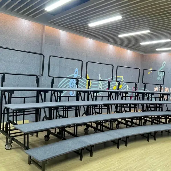 定制立式折叠合唱台 铝合金材质立式合唱阶梯学校合唱团登台合影站台