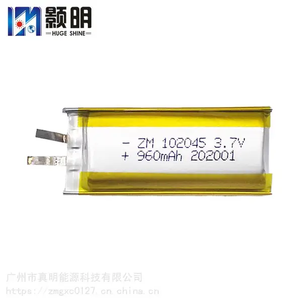 广州颢明HM 102045锂聚合物电池3.7V960mAh补水仪小夜灯电池