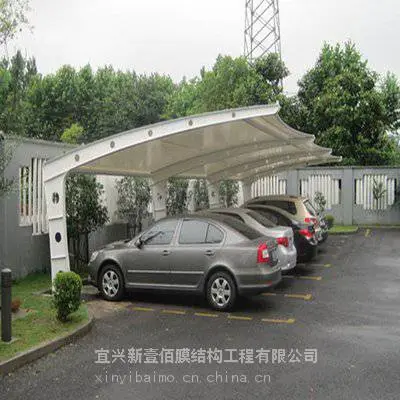 户外汽车停车棚膜结构停车棚七字型停车棚双开型汽车停车棚