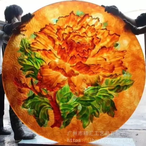 琉璃牡丹花背景墙屏风 琉璃艺术砖,大件琉璃屏风定制 琉璃装饰装潢隔断,古法烧制琉璃工厂