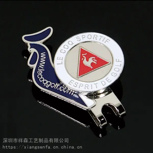 金属电镀帽夹 烤漆滴胶工艺礼品 高尔夫球叉logo定制