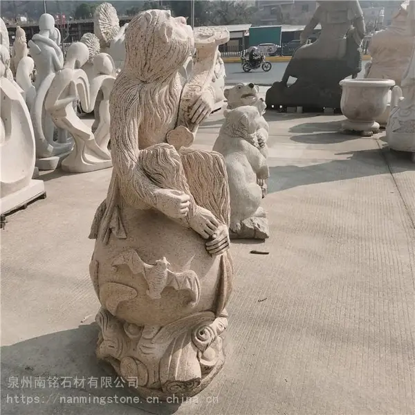 南昌石雕小猴 花岗岩石雕猴 景区公园石雕猴子摆件雕刻