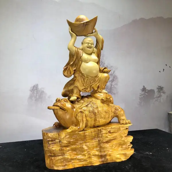 香樟弥勒招财佛金丝楠根雕佛像笑佛大肚佛布袋和尚厂家直销定制