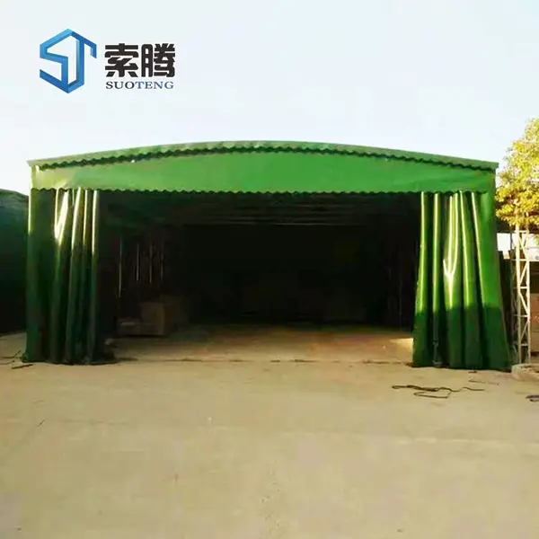 东莞市洪梅区 定制移动推拉篷欧式S型铝合金车棚停车棚家用别墅大门双车位遮阳防晒汽车车棚索腾品牌