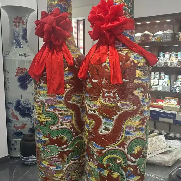 新楼房乔迁摆件瓷器大花瓶 景德高温1.8米/2.6米高青花瓷落地瓷瓶