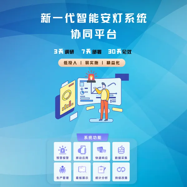 智能安灯系统 异常快速响应 微信小程序报工 数据采集 异常统计分析
