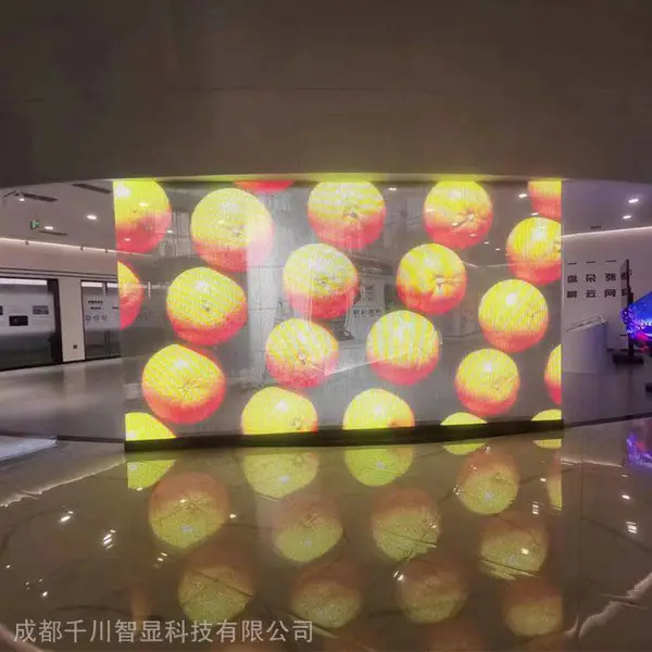 玻璃幕墙安装LED贴膜屏晶膜玻璃通透屏幕尺寸定制