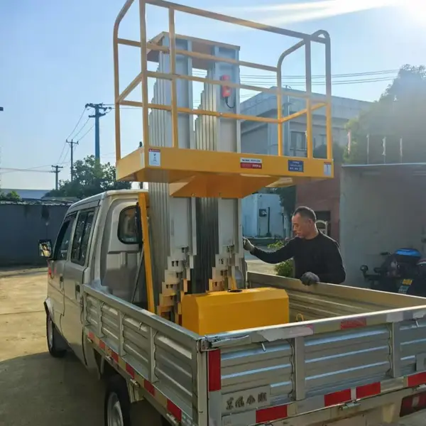 铝合金升降机电动液压登高车双柱10/12/14米小型家用移动式升降车