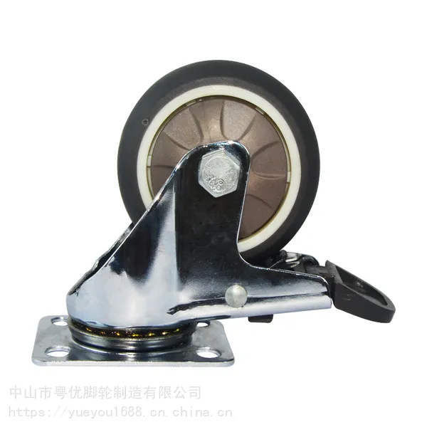 粤优1-3寸带轴承电镀铬静音TPR家具脚轮