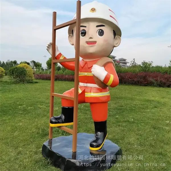 Q版卡通消防雕塑 玻璃钢公仔人物定制加工厂