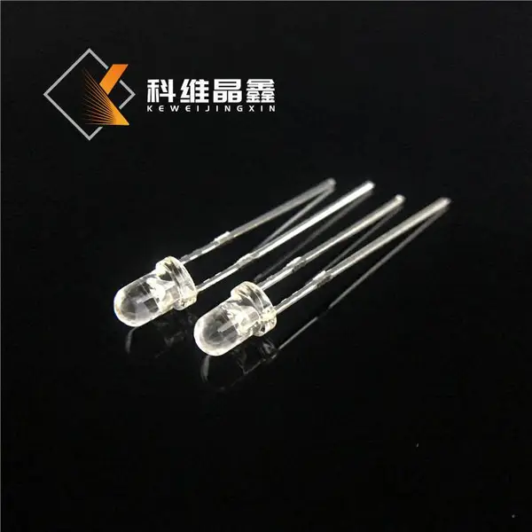 F3圆头白发红绿兰黄紫光发光二极管3mm圆头有边白光LED灯珠可定制