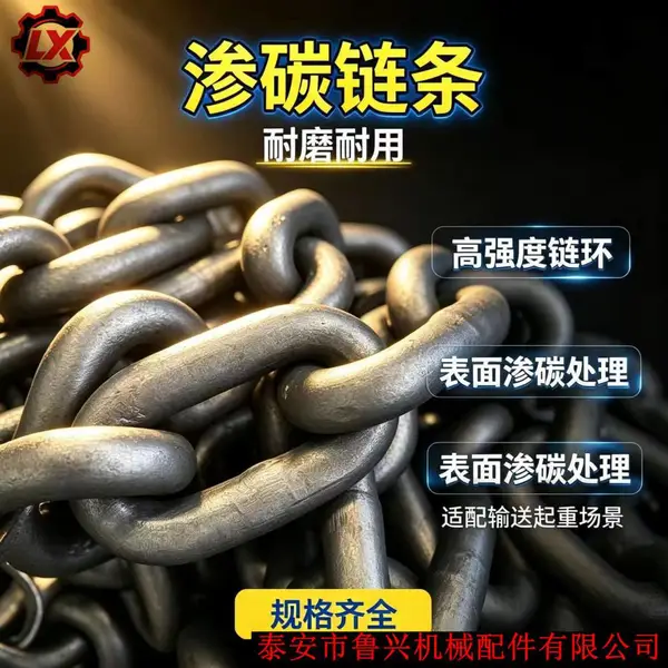 提升设备用渗碳链条 18x64x7环 圆环链 鲁兴 M14丝扣 现货充足