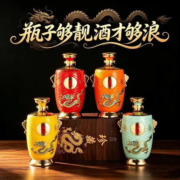青花彩花图酒瓶酒坛 10斤5L装密封陶瓷白酒瓶 国色添香礼盒装酒具