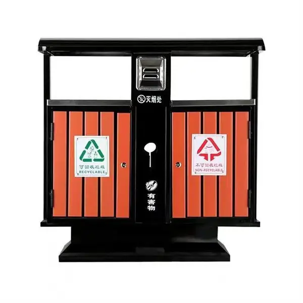 成品钢板加厚垃圾桶经销商 广场景观垃圾回收箱制造厂家 坚固防锈