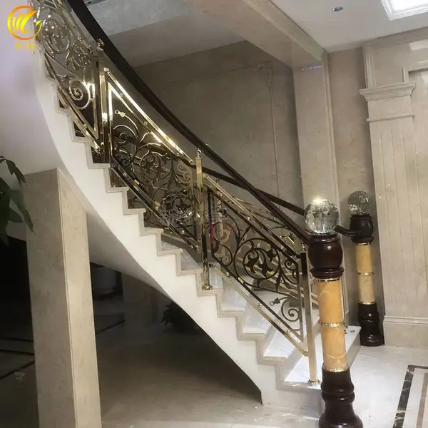欧式奢华风格纯铜楼梯护栏 别墅铜雕刻栏杆定制厂 新特